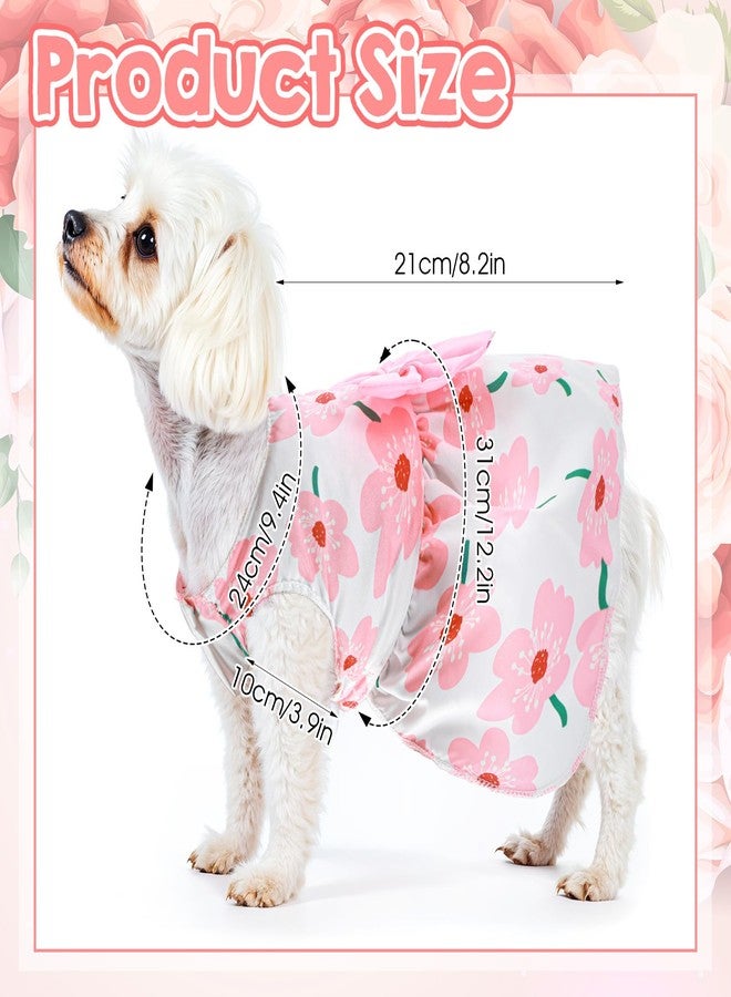 Larrel Dog Floral Dress, Cute Dog Dresses with Pink Bow, Pet Princess Dresses, Pink Floral Dogs Cat Clothes, Spring Summer Pet Clothes for Chihuahua, Yorkie, Puppy and Small Cats (XS Size) - Image 2